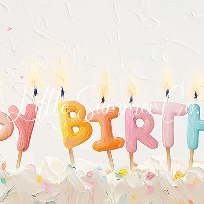Happy Birthday Cake Candles Frame TV Art displayed on a TV