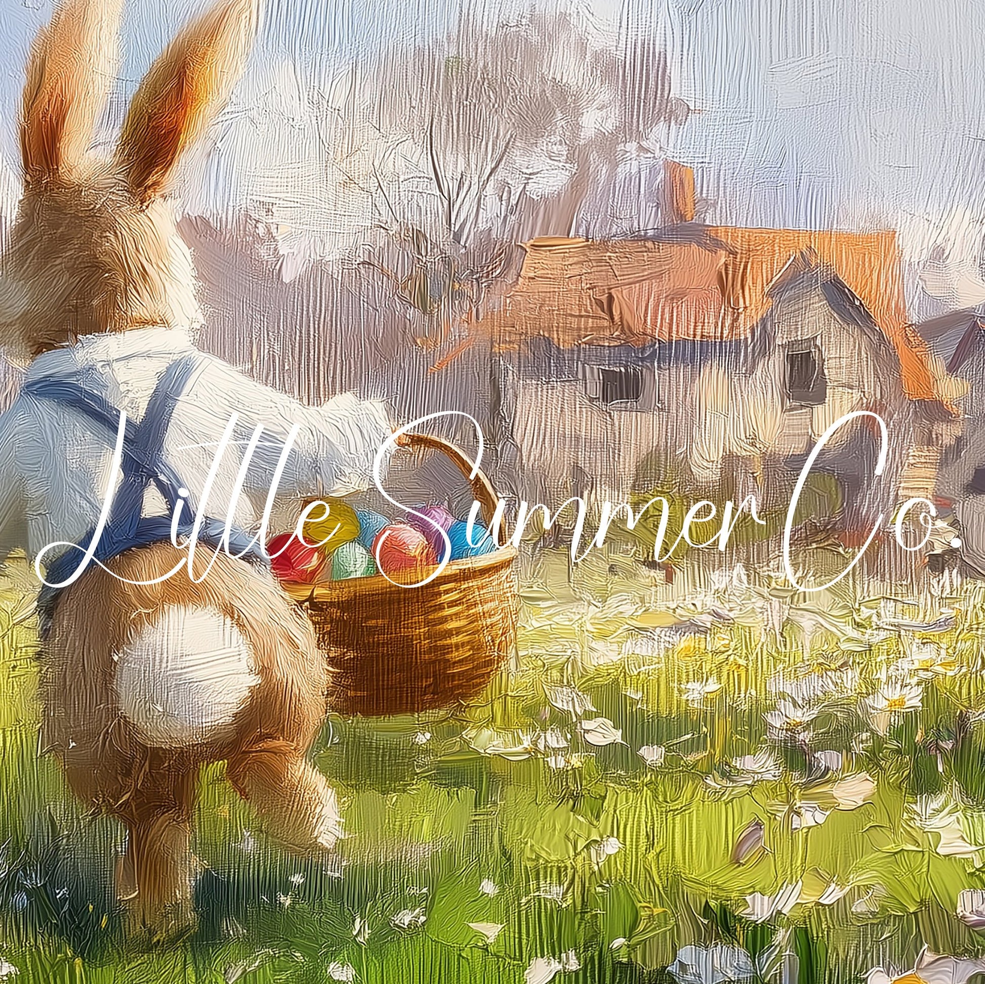Easter Bunny Daisy Meadow Frame TV Art displayed on a TV