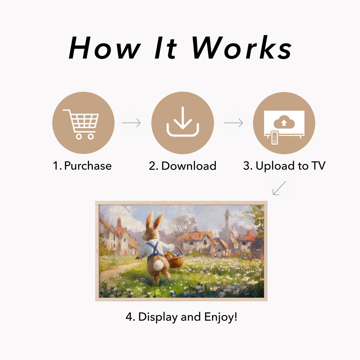 Easter Bunny Daisy Meadow Frame TV Art displayed on a TV