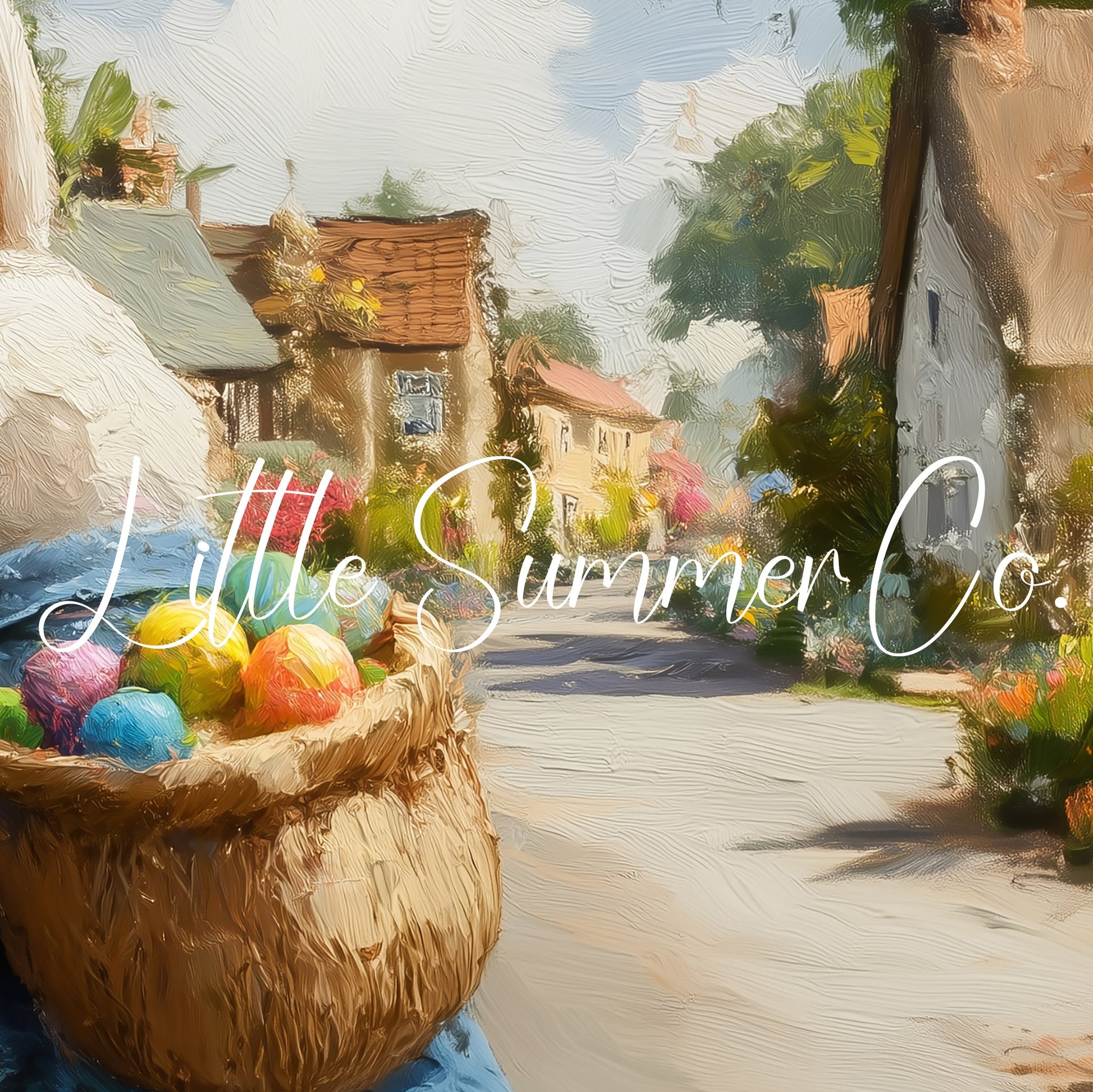 Easter Bunny Thatched Village Frame TV Art displayed on a TV