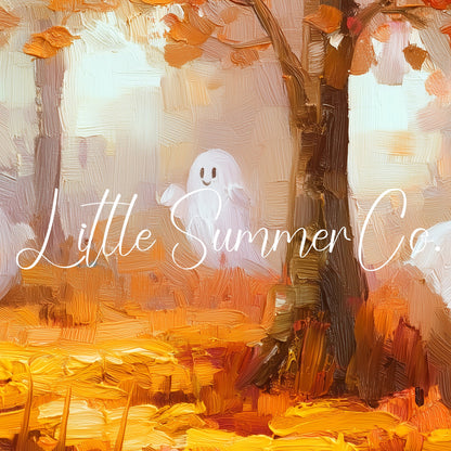 Friendly Autumn Ghosts Frame TV Art displayed on a TV