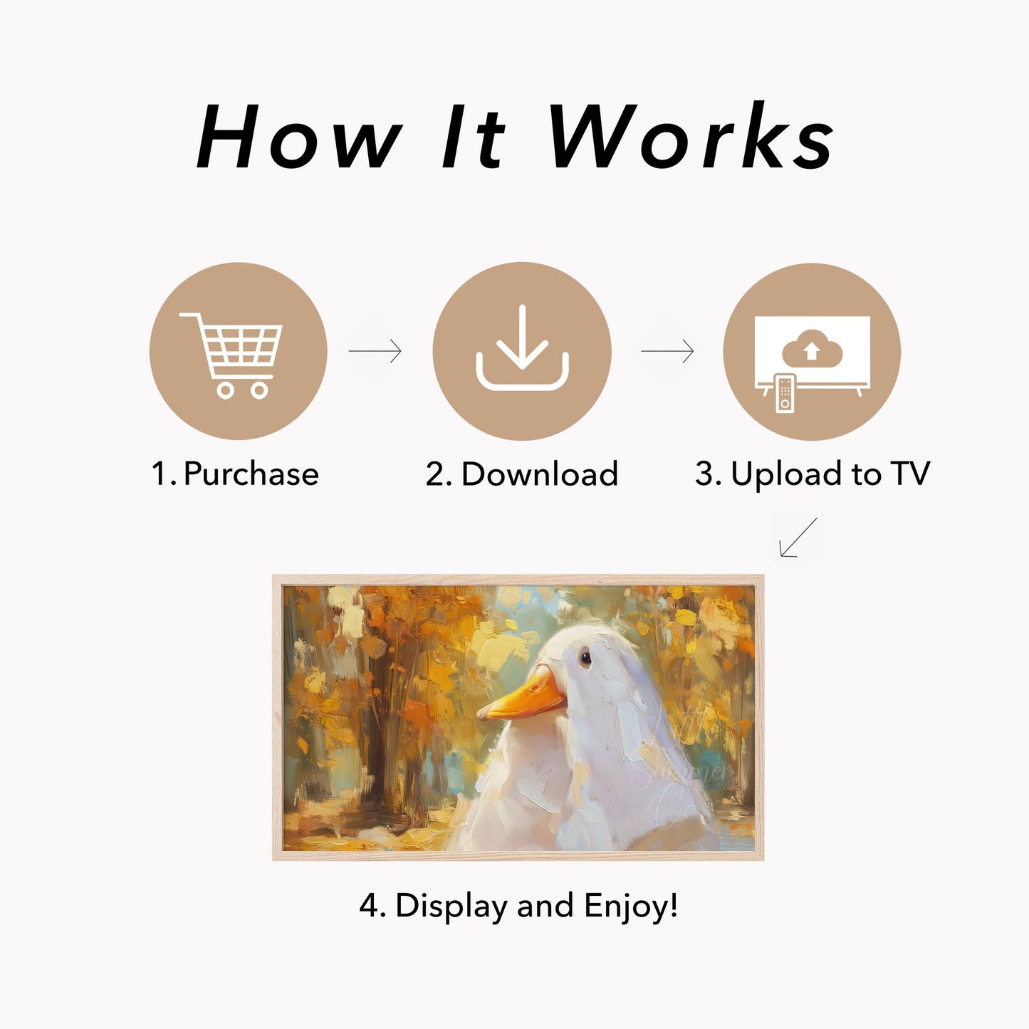 White Duck Autumn Frame TV Art displayed on a TV