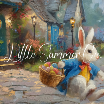 Easter Bunny with Egg Basket Frame TV Art displayed on a TV