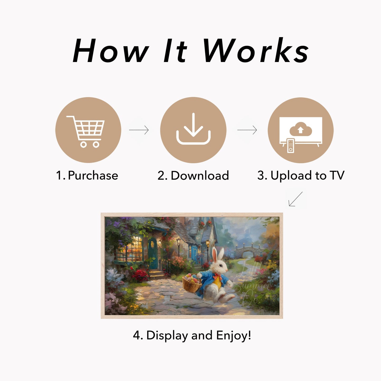 Easter Bunny with Egg Basket Frame TV Art displayed on a TV