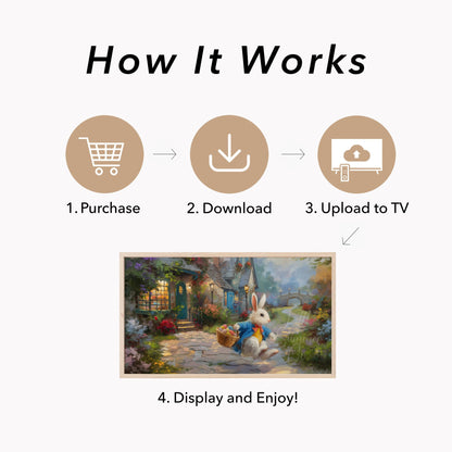 Easter Bunny with Egg Basket Frame TV Art displayed on a TV