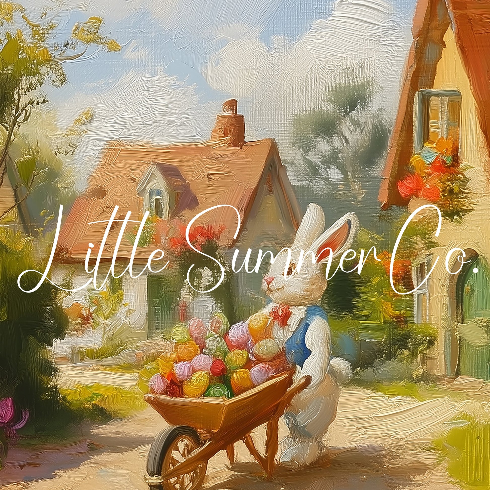 Easter Bunny Village Stroll Frame TV Art displayed on a TV