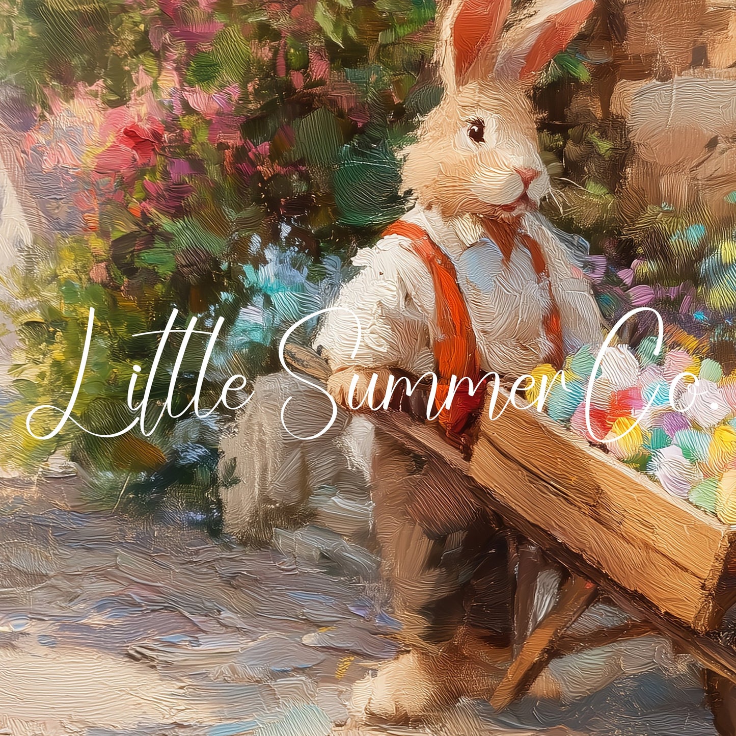 Easter Bunny with Wheelbarrow Frame TV Art displayed on a TV