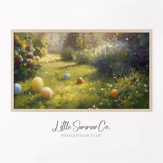 Easter Eggs in Garden Frame TV Art displayed on a TV
