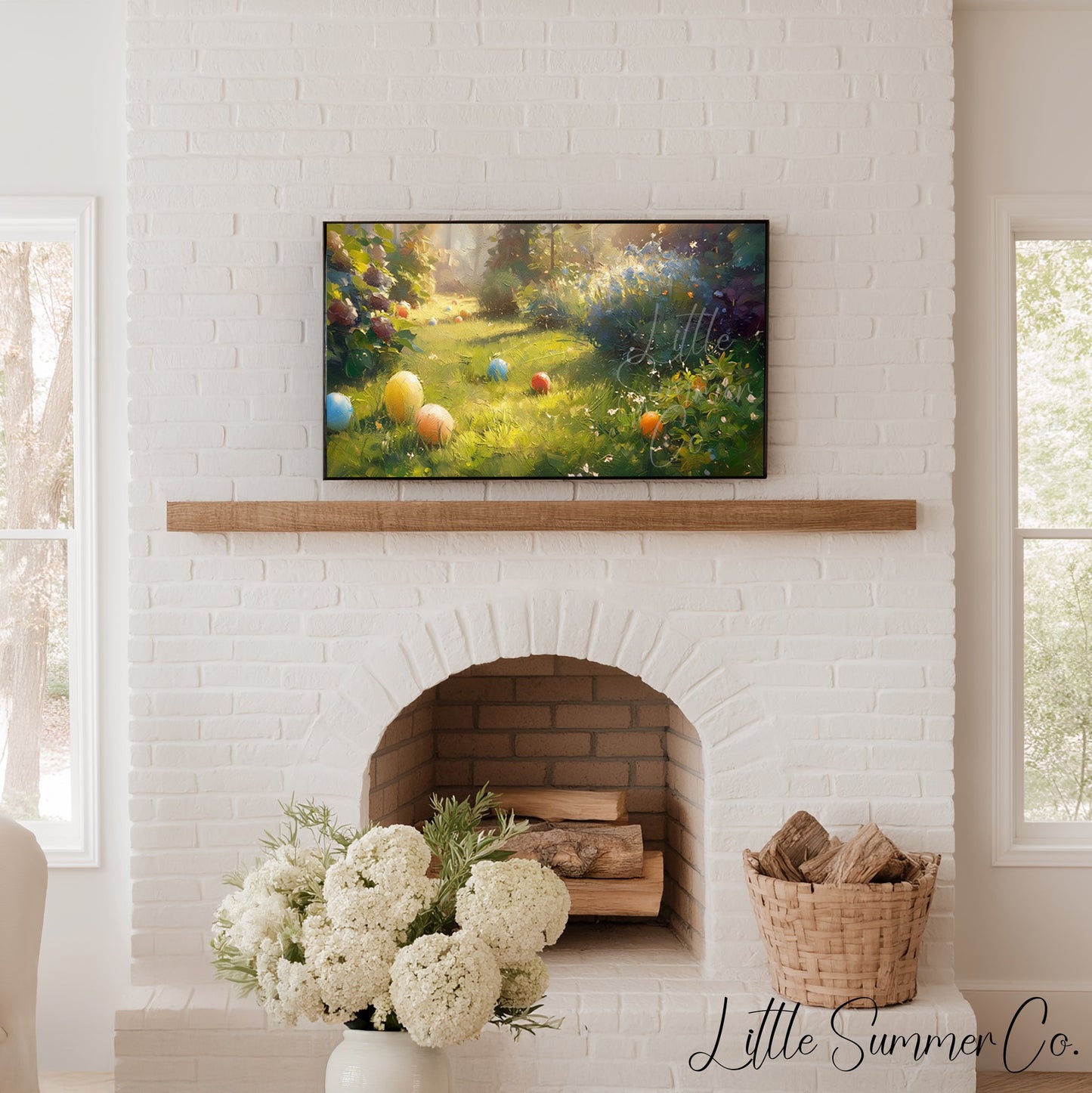 Easter Eggs in Garden Frame TV Art displayed on a TV