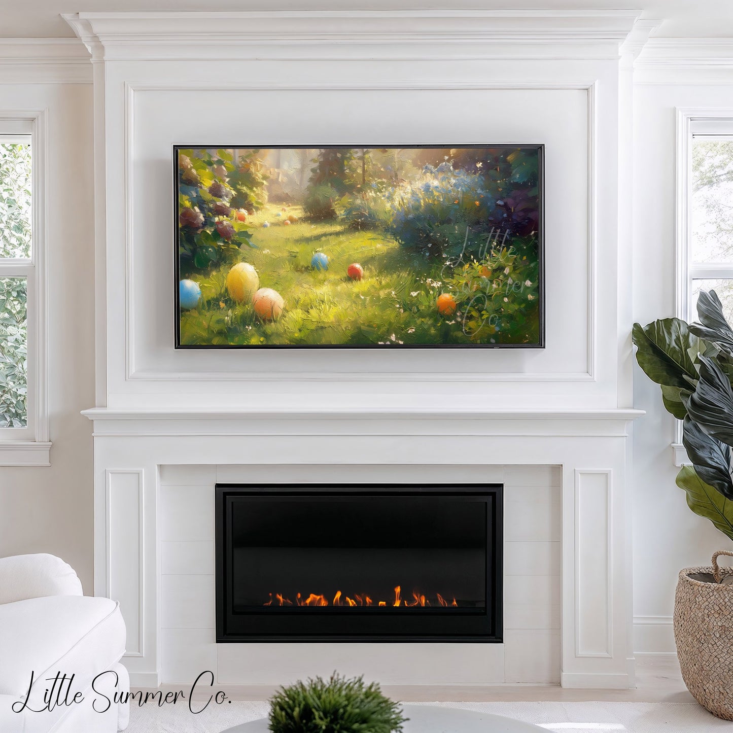Easter Eggs in Garden Frame TV Art displayed on a TV