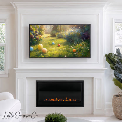 Easter Eggs in Garden Frame TV Art displayed on a TV