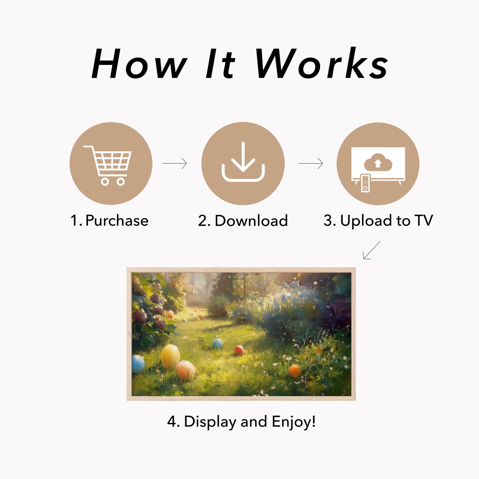 Easter Eggs in Garden Frame TV Art displayed on a TV