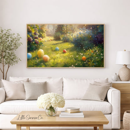 Easter Eggs in Garden Frame TV Art displayed on a TV