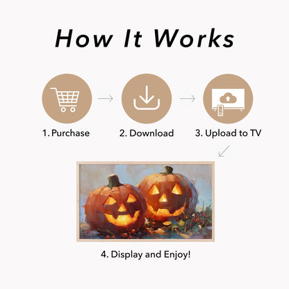 Glowing Jack-o-Lanterns Frame TV Art displayed on a TV