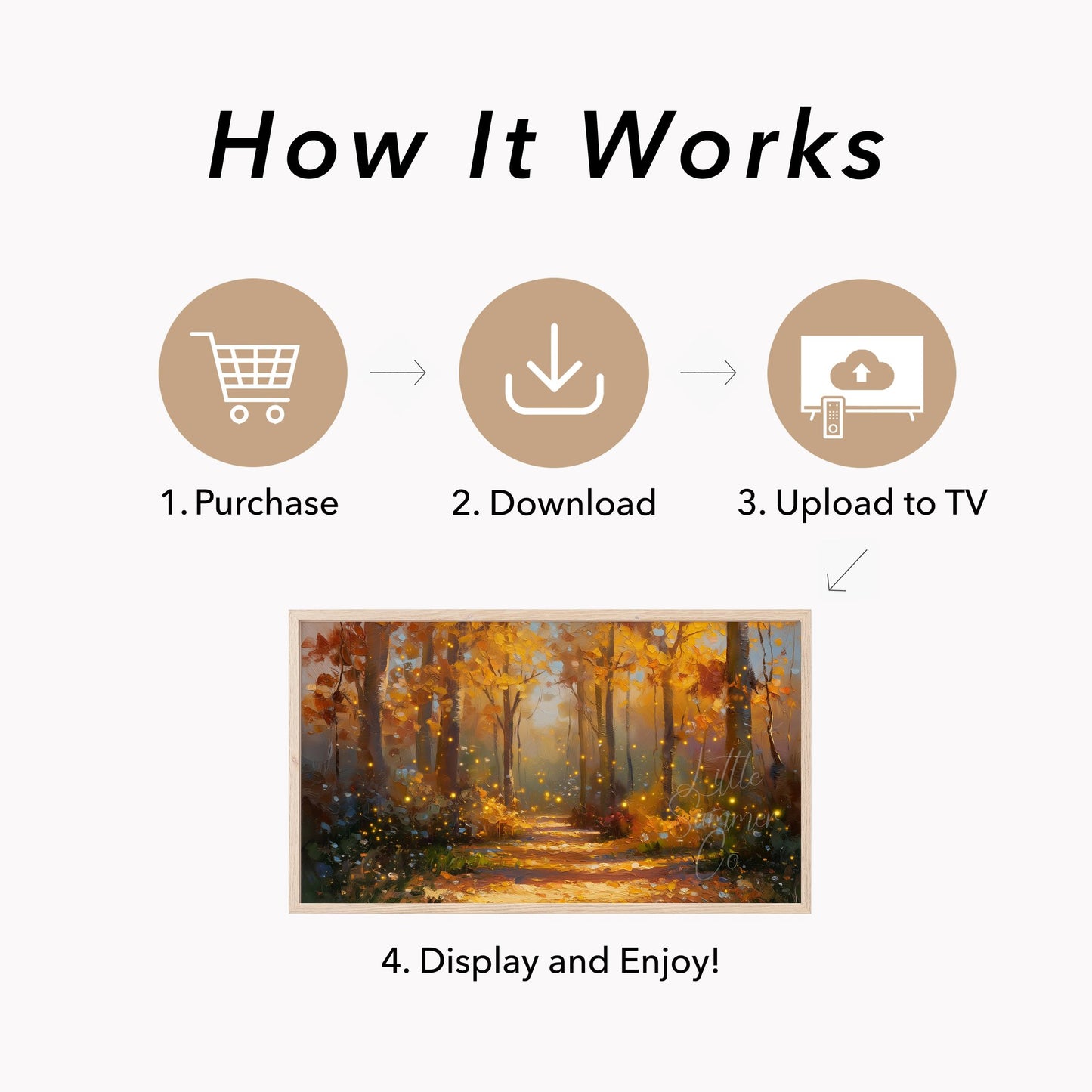 Glowing Autumn Forest Path Frame TV Art displayed on a TV