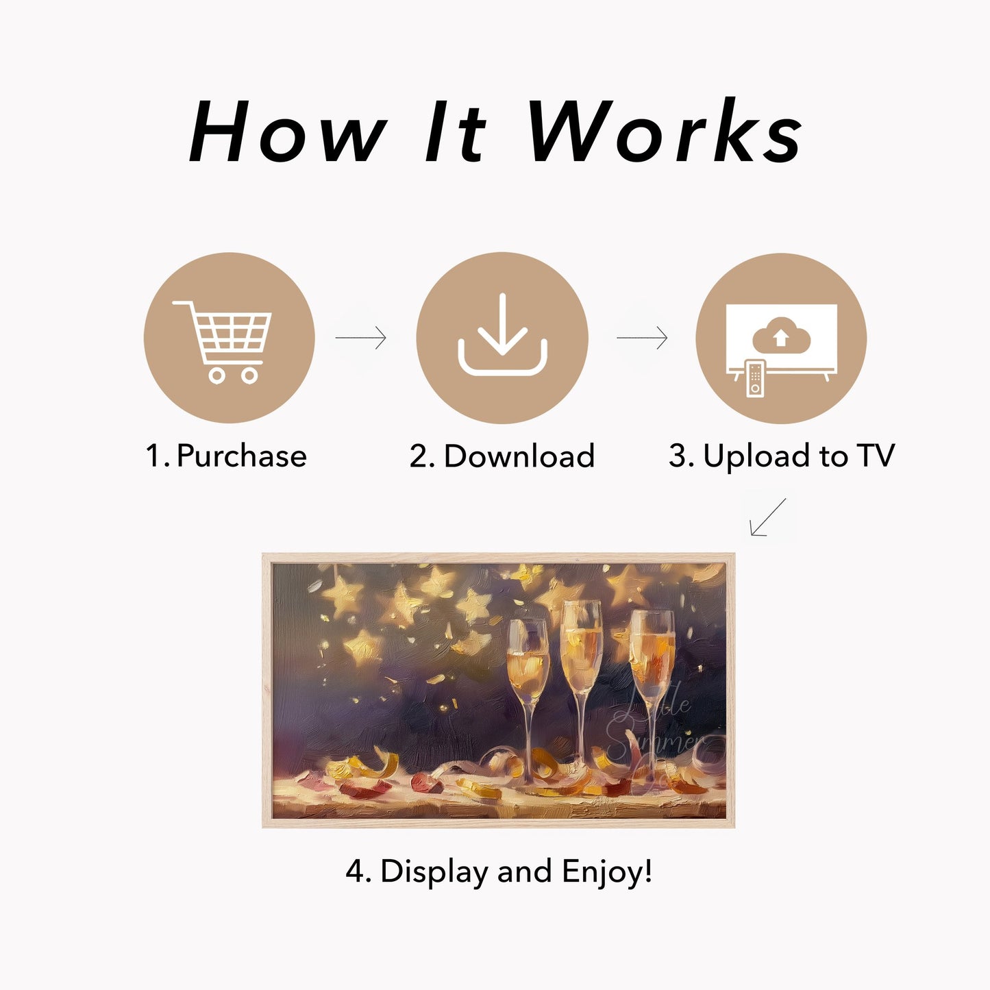 Champagne Toast Celebration Frame TV Art displayed on a TV