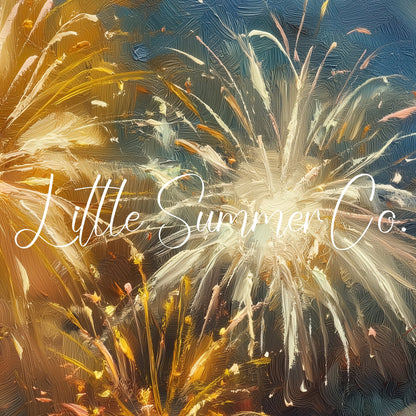 Golden Fireworks Night Sky Frame TV Art displayed on a TV