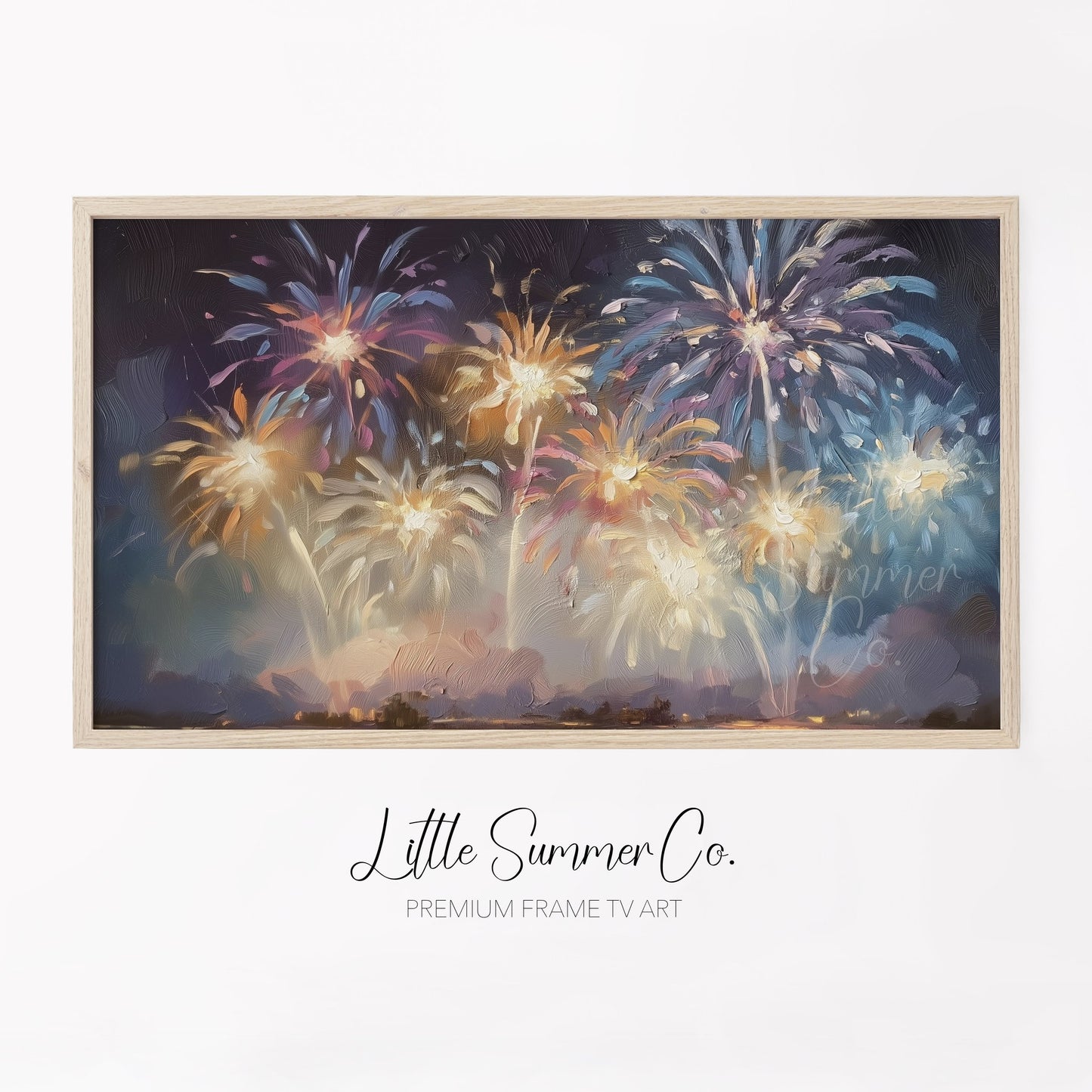 Colourful Fireworks Display Frame TV Art displayed on a TV