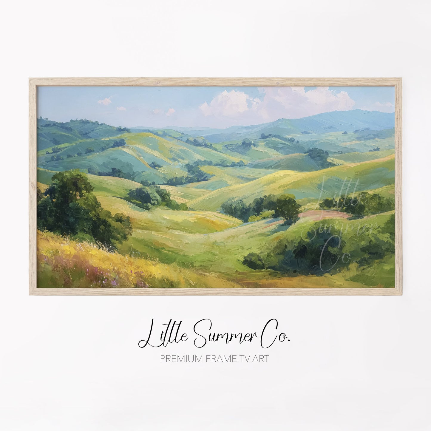 Golden Rolling Hills Frame TV Art displayed on a TV