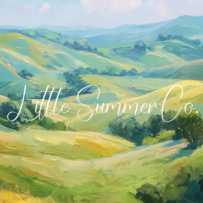 Golden Rolling Hills Frame TV Art displayed on a TV