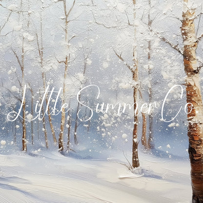 Snowy Birch Forest Frame TV Art displayed on a TV
