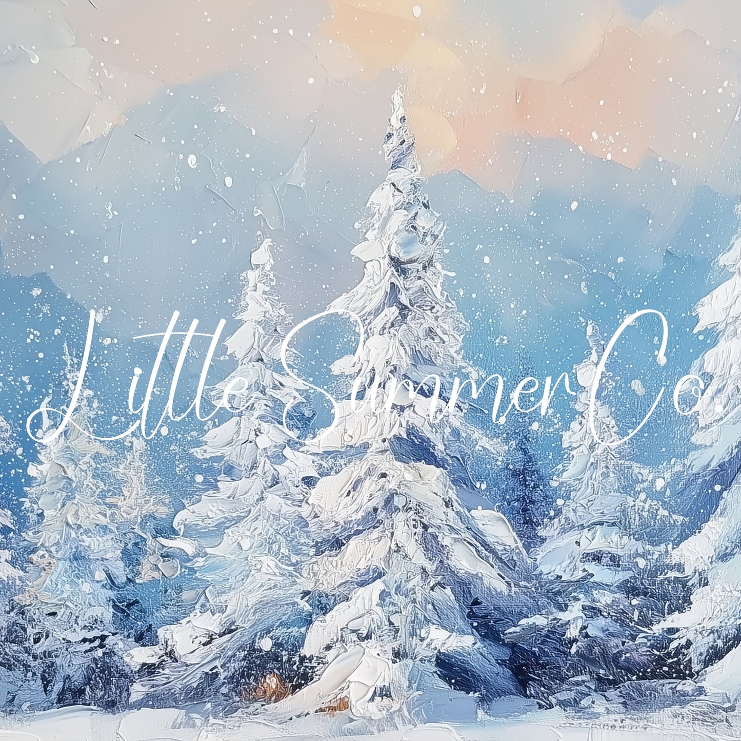 Snow Covered Pine Trees Frame TV Art displayed on a TV