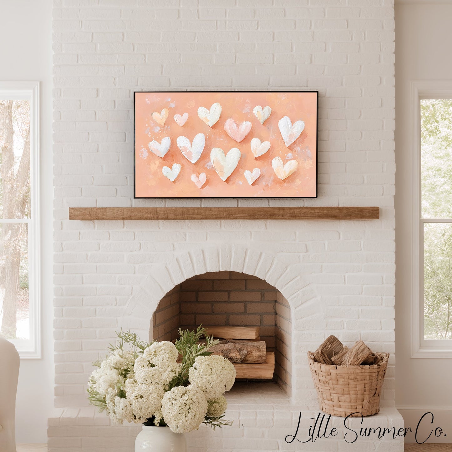 Pastel Hearts Frame TV Art displayed on a TV