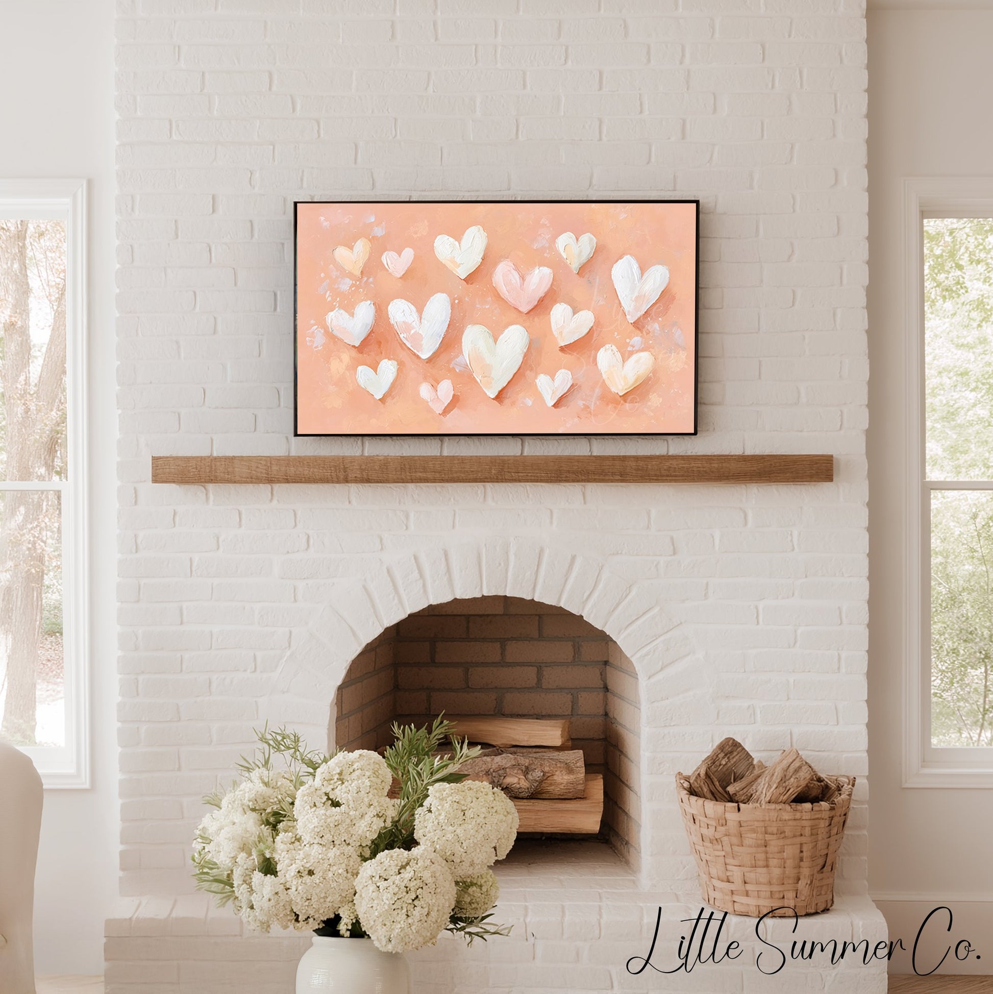 Pastel Hearts Frame TV Art displayed on a TV