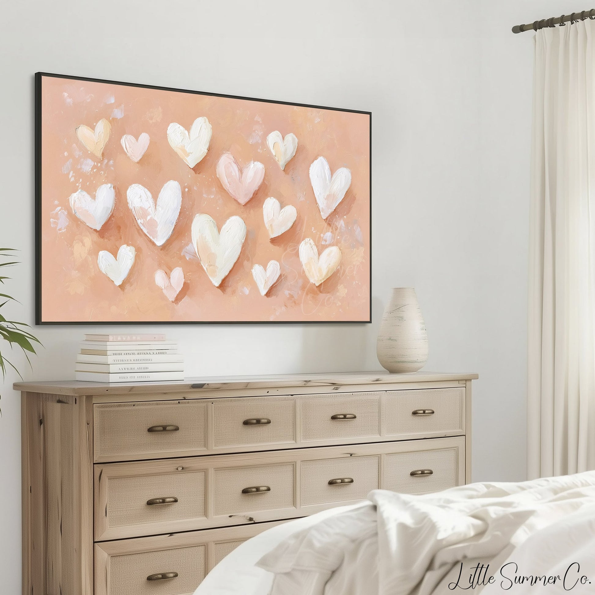 Pastel Hearts Frame TV Art displayed on a TV