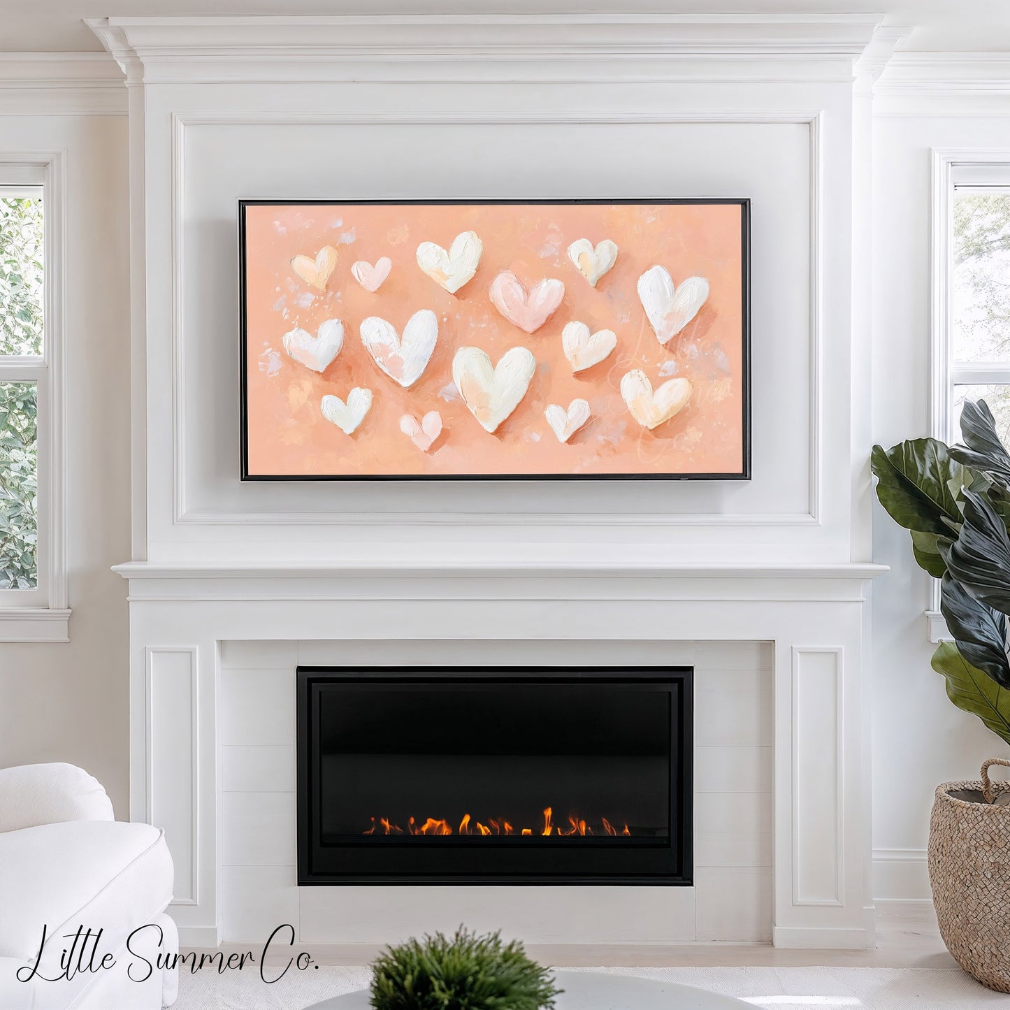 Pastel Hearts Frame TV Art displayed on a TV