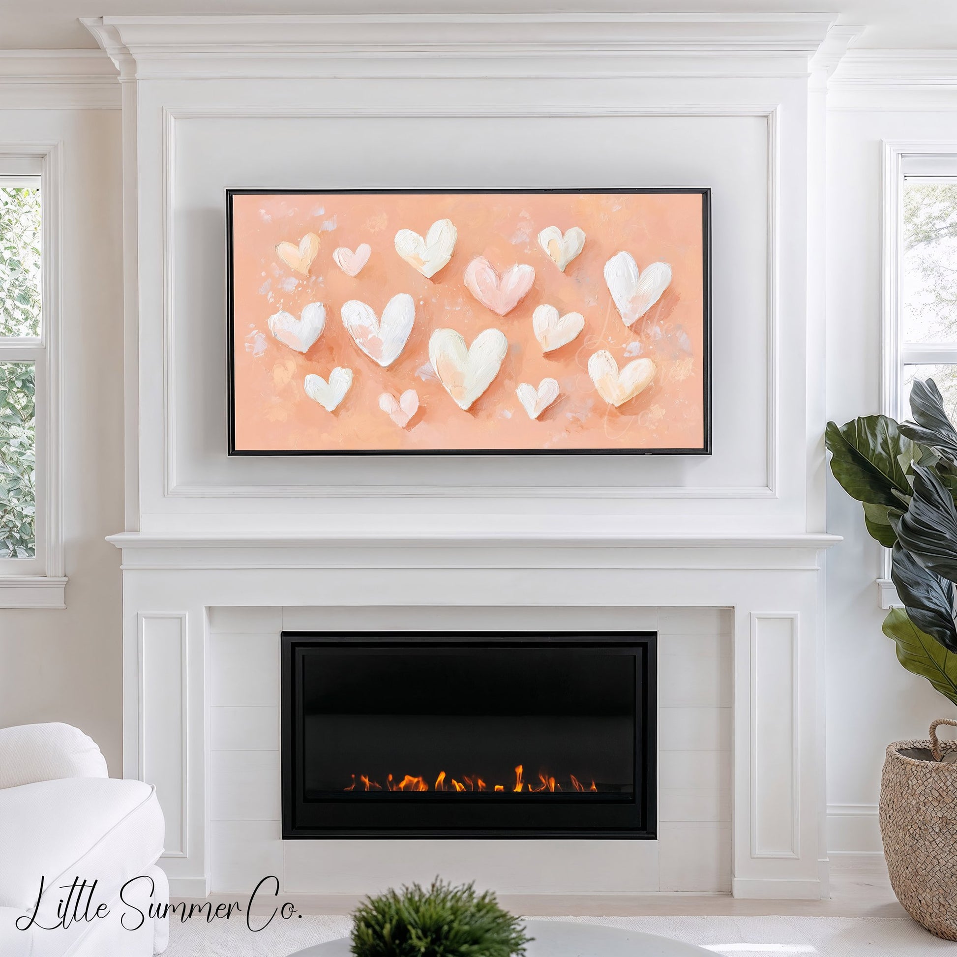 Pastel Hearts Frame TV Art displayed on a TV