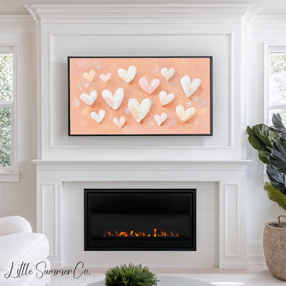 Pastel Hearts Frame TV Art displayed on a TV