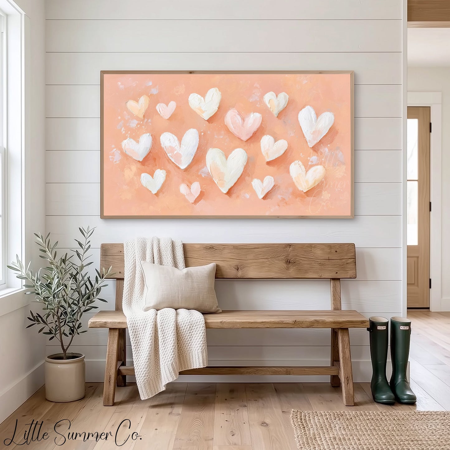 Pastel Hearts Frame TV Art displayed on a TV