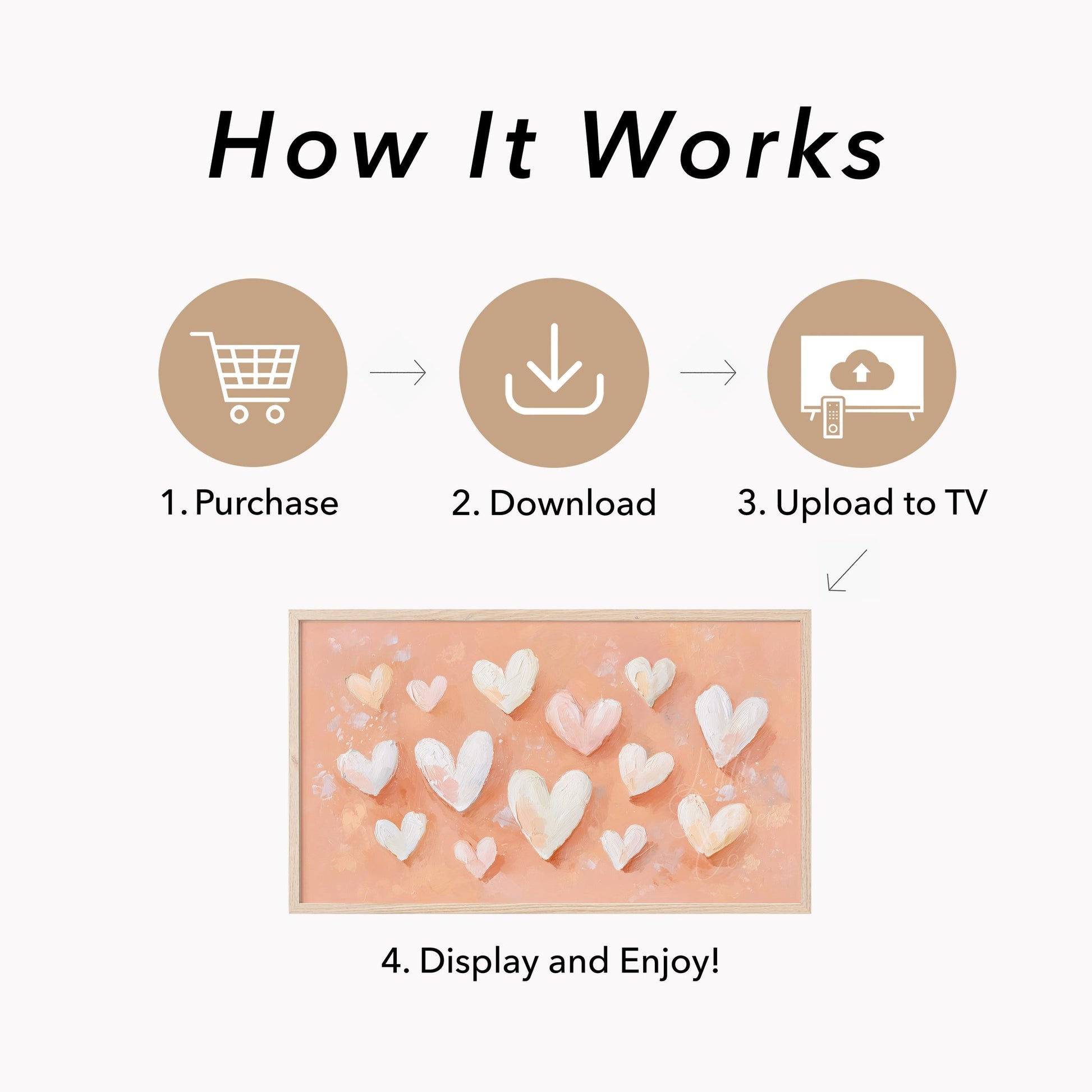 Pastel Hearts Frame TV Art displayed on a TV