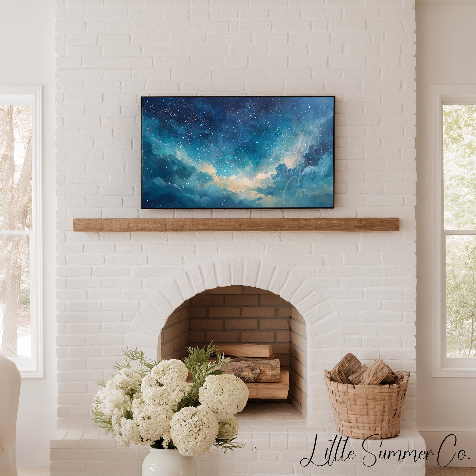 Starry Clouds Frame TV Art displayed on a TV