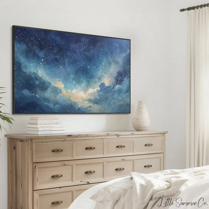Starry Clouds Frame TV Art displayed on a TV
