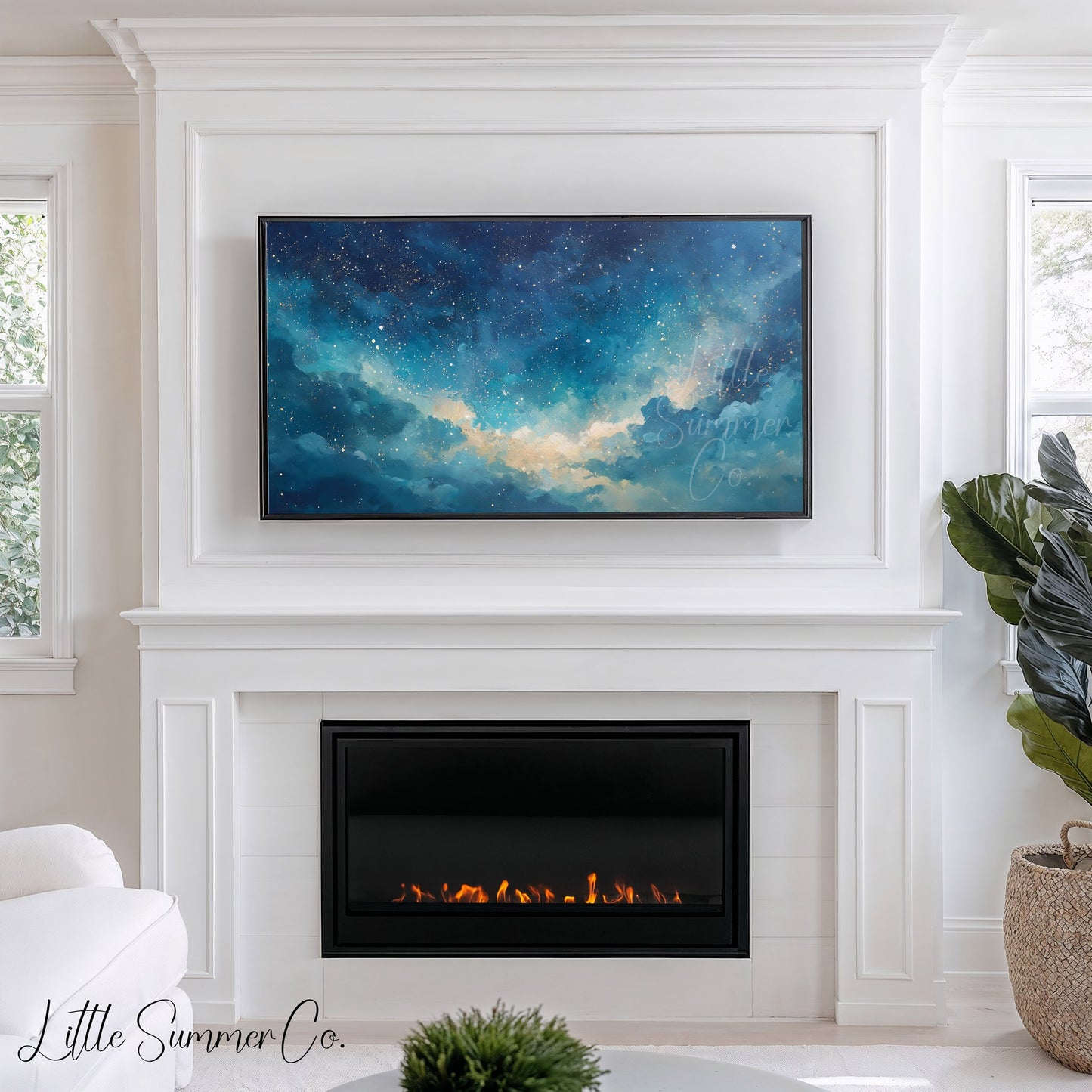 Starry Clouds Frame TV Art displayed on a TV