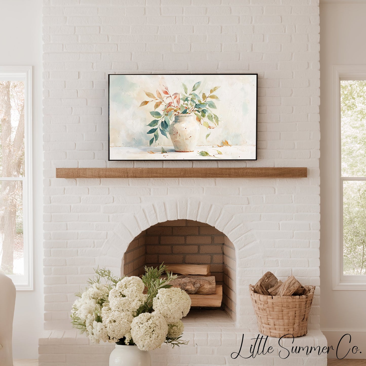 Leafy Vase Frame TV Art displayed on a TV