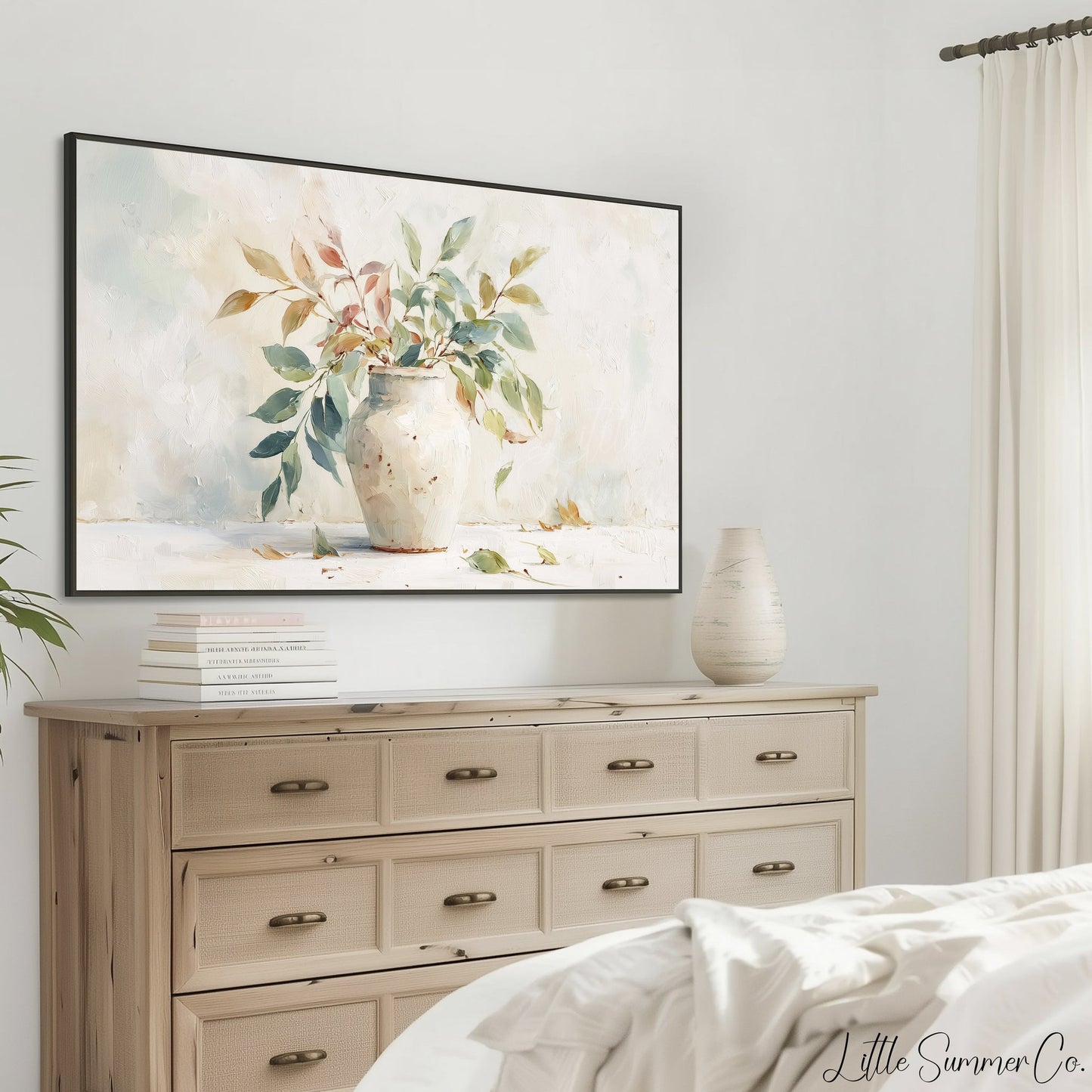 Leafy Vase Frame TV Art displayed on a TV