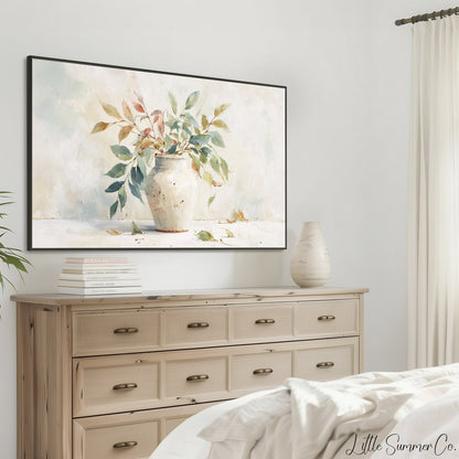 Leafy Vase Frame TV Art displayed on a TV