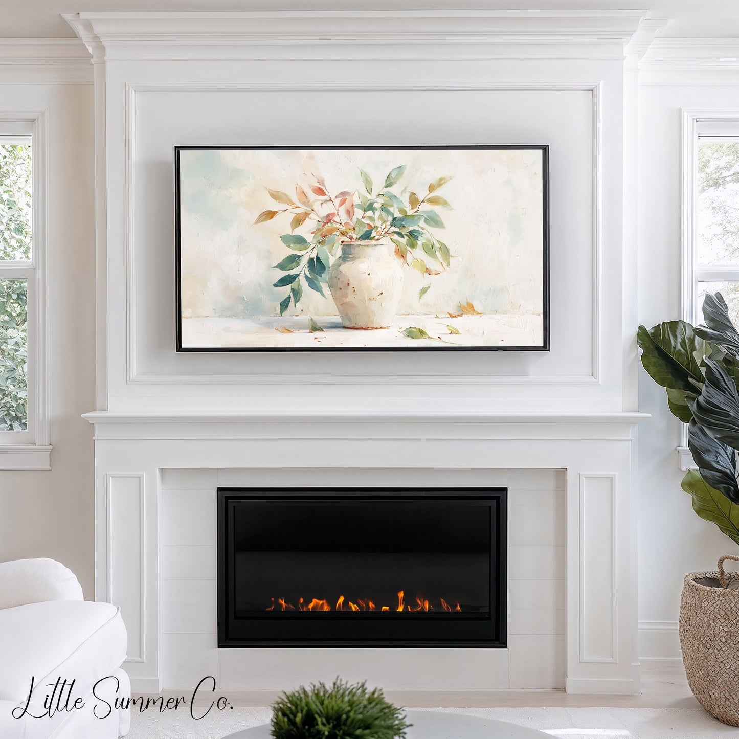 Leafy Vase Frame TV Art displayed on a TV