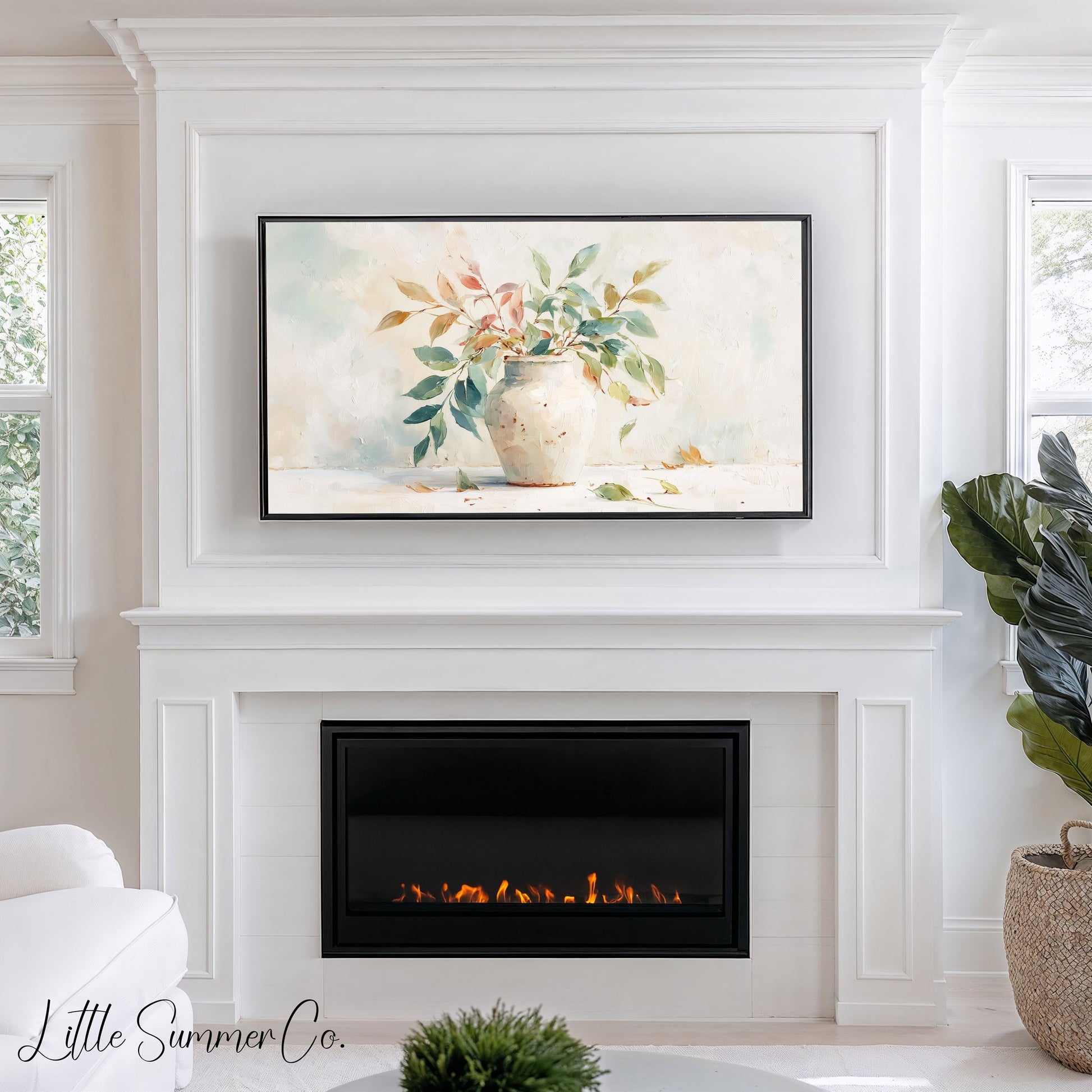 Leafy Vase Frame TV Art displayed on a TV