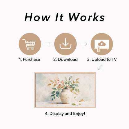 Leafy Vase Frame TV Art displayed on a TV