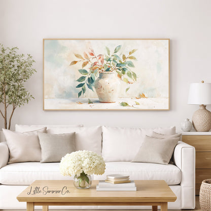 Leafy Vase Frame TV Art displayed on a TV
