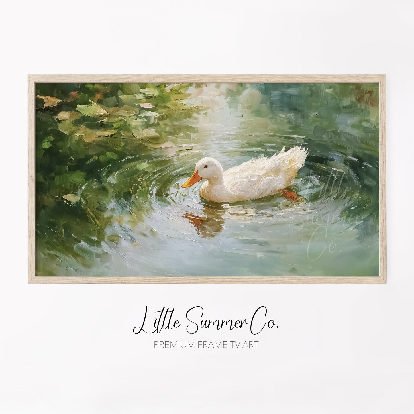White Duck Frame TV Art displayed on a TV