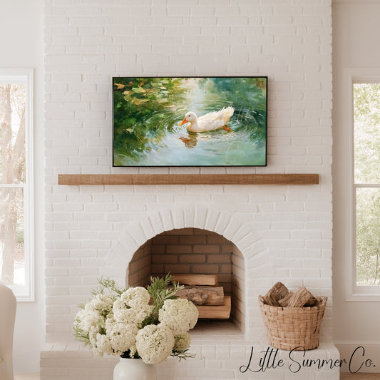 White Duck Frame TV Art displayed on a TV