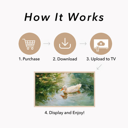 White Duck Frame TV Art displayed on a TV