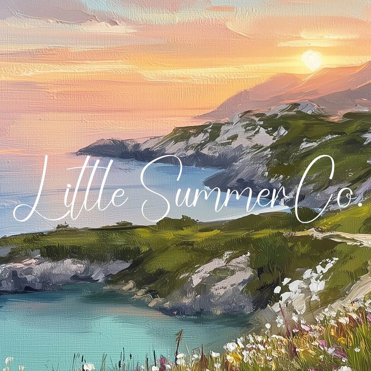 Coastal Cliffs Sunset Frame TV Art displayed on a TV