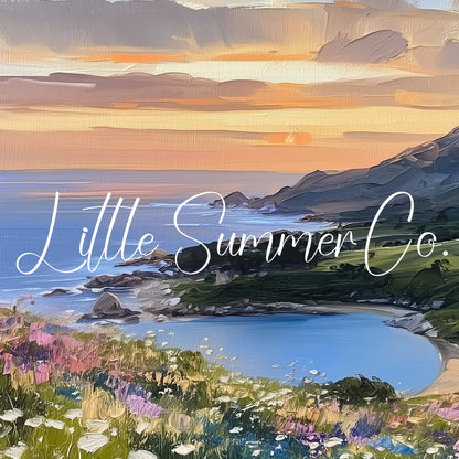 Wildflower Coastal Bay Sunset Frame TV Art displayed on a TV