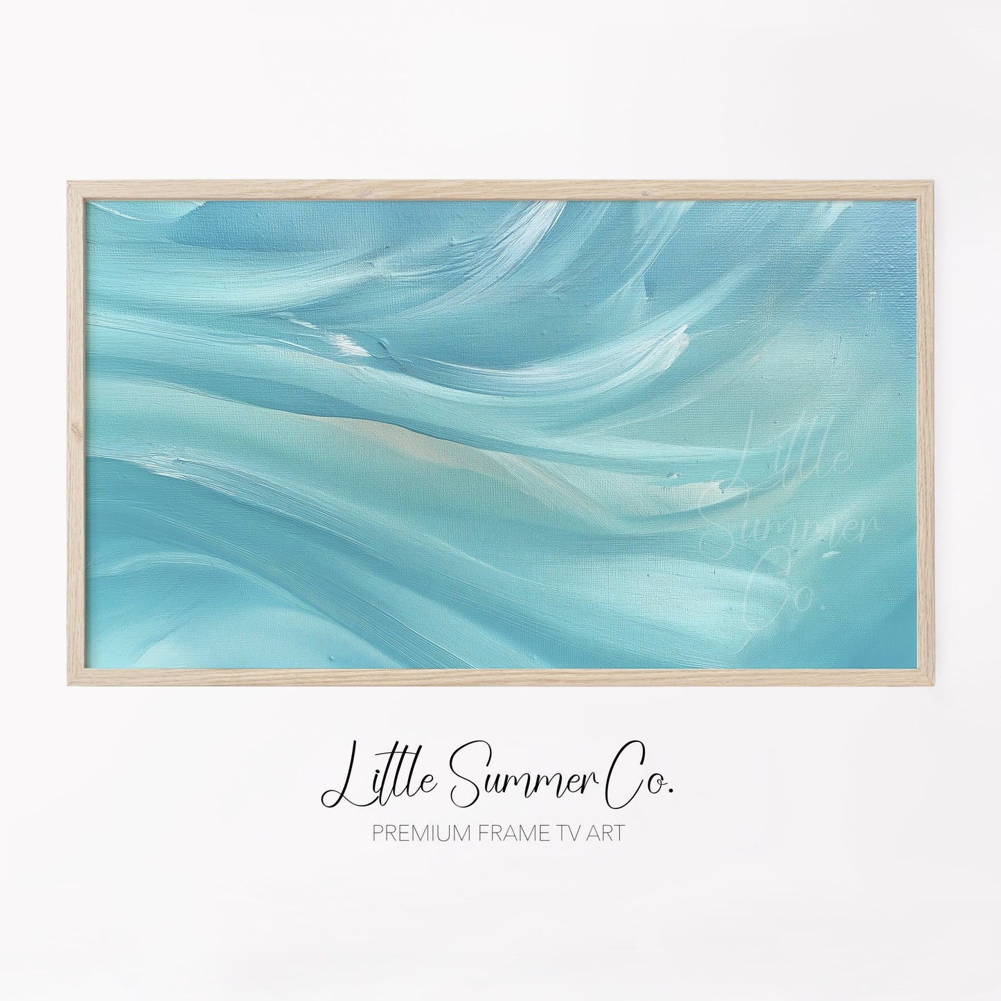 Turquoise Waves Frame TV Art displayed on a TV